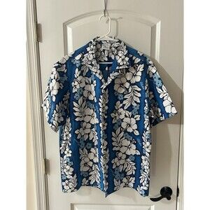 Vintage HANA FASHION Men’s XL Blue Floral Hawaii shirt ALOHA NWOT